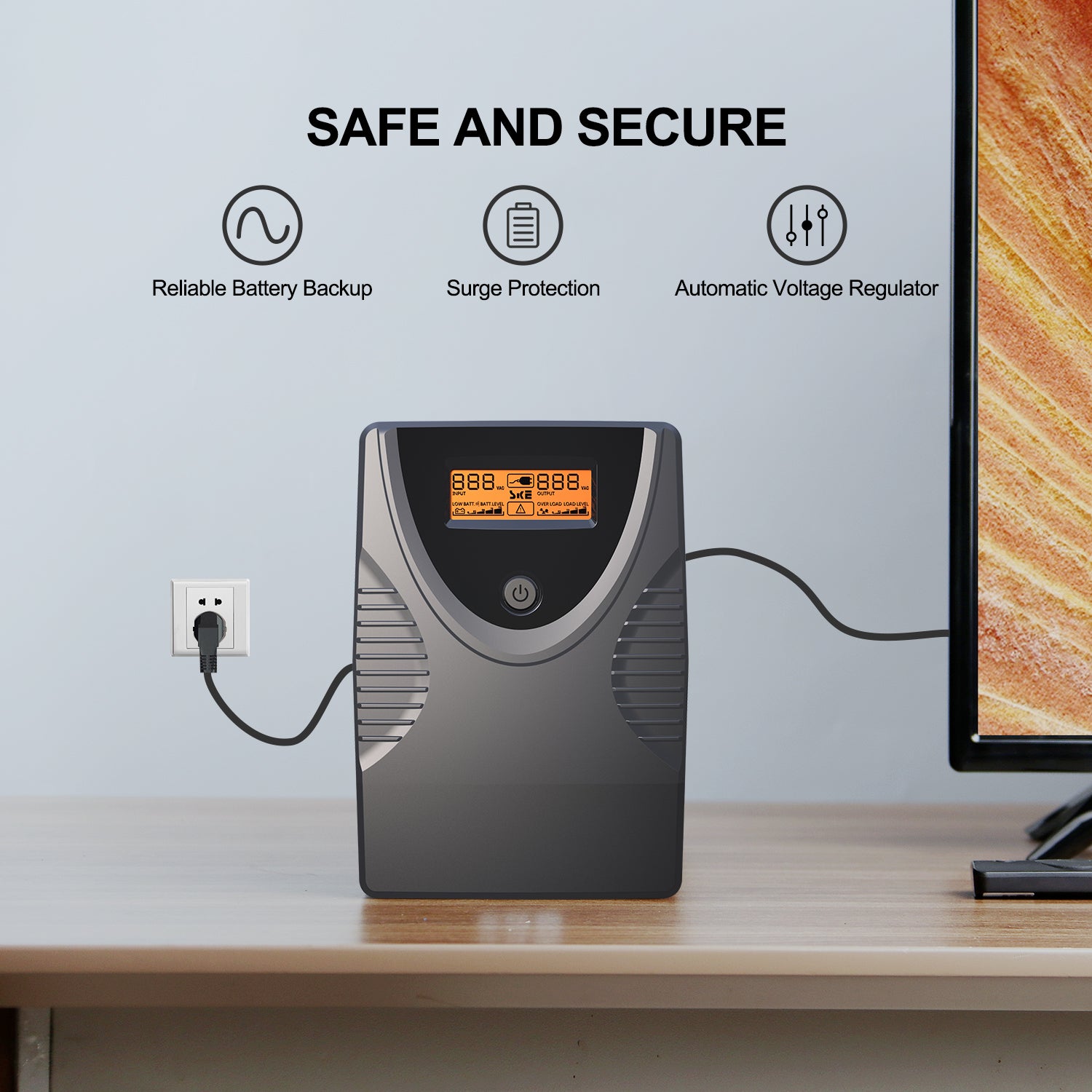 Ups Power Computer SKE Power SK425 UPS Battery Backup and Surge Protector 425VA/240W ...